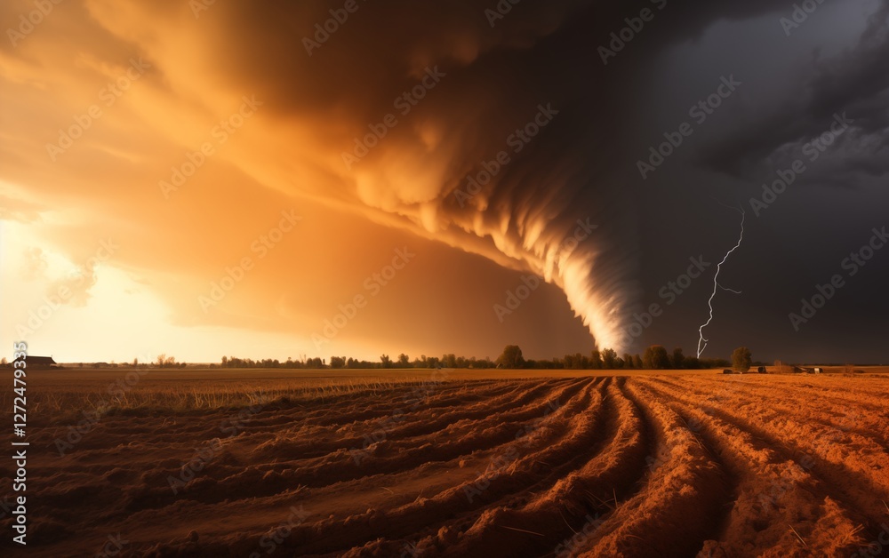 custom made wallpaper toronto digitalTornado struck on agricultural fields at sunset