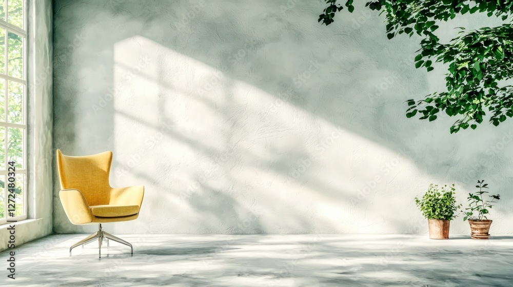 Modern Minimalist Office Chair Sunlit Room Interior Design Modern Minimalist Office Chair Sunlit Room Interior Design