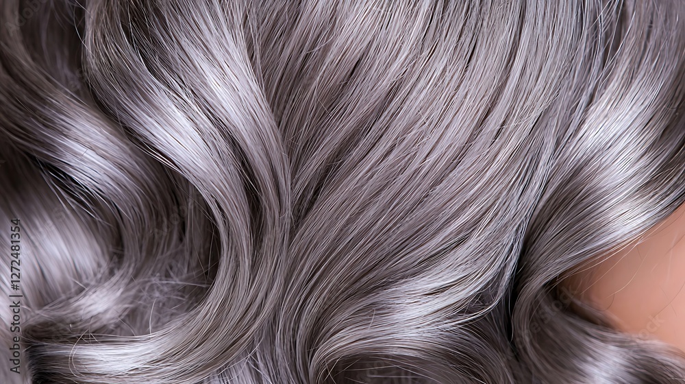 Naklejka premium Elegant Silver Hair with Beautiful Shine and Soft Waves
