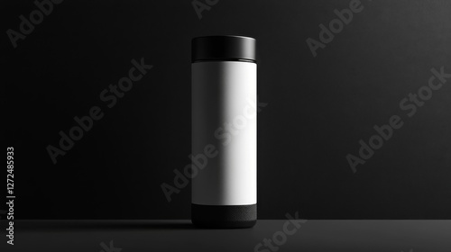 Wallpaper Mural Minimalist White and Black Insulated Water Bottle on Dark Background For Hydration Torontodigital.ca
