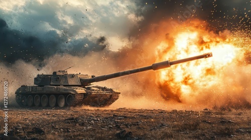 Powerful Artillery System Unleashing Barrage of Explosive Fire