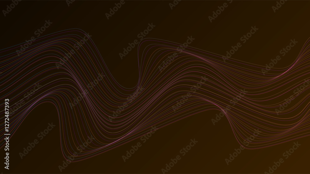 Fototapeta premium ABSTRACT WAVY LINES GRADIENT COLOR PATTERN DARK BACKGROUND. GOOD FOR POSTER, WALLPAPER, COVER, FRAME, FLYER, SOCIAL MEDIA, GREETING CARD