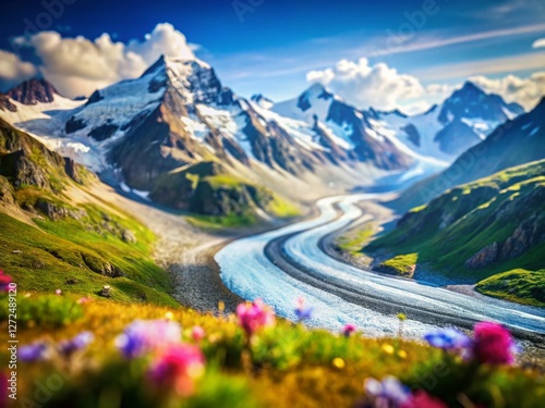 Miniature Aletschhorn Mountain Range, Swiss Alps, Wallis Canton, Switzerland photo