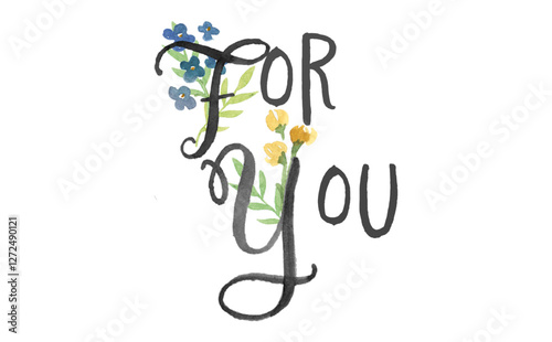 手書きの筆記体で書いたような、Just For Youのレタリング（カリグラフィー）

