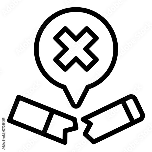 Broken cigarette outline icon symbolizing quitting tobacco for better health and life