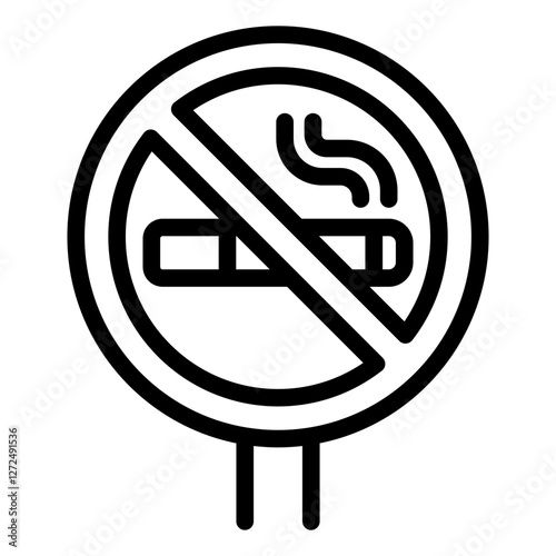 No smoking area sign outline icon promoting smoke free zones and public health awareness