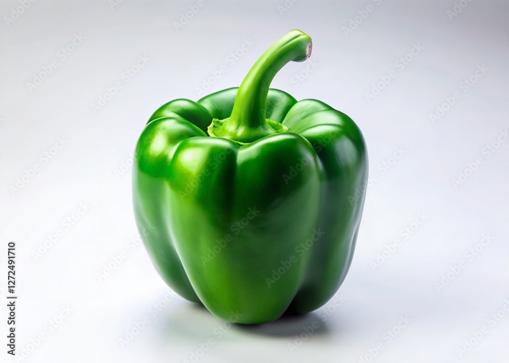 Miniature Green Bell Pepper on White Background - Tilt-Shift Photography Miniature Green Bell Pepper on White Background - Tilt-Shift Photography