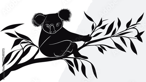 Koala on Branch Silhouette