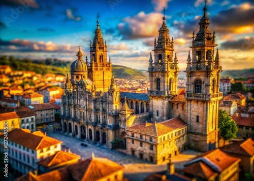 Miniature Santiago de Compostela Cathedral, Galicia, Spain: Tilt-Shift Photography