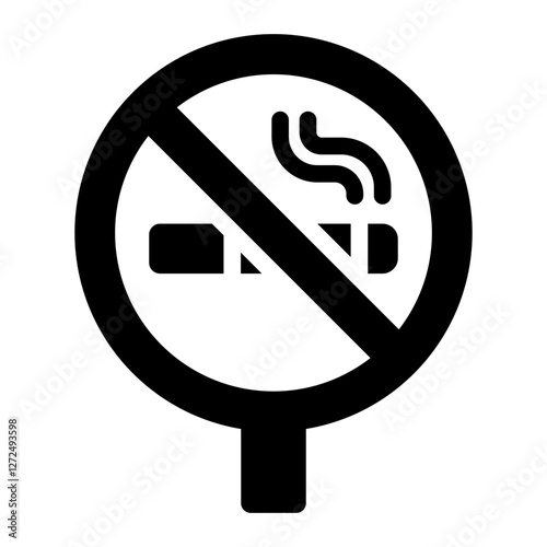 No smoking area sign glyph icon promoting smoke free zones and public health awareness