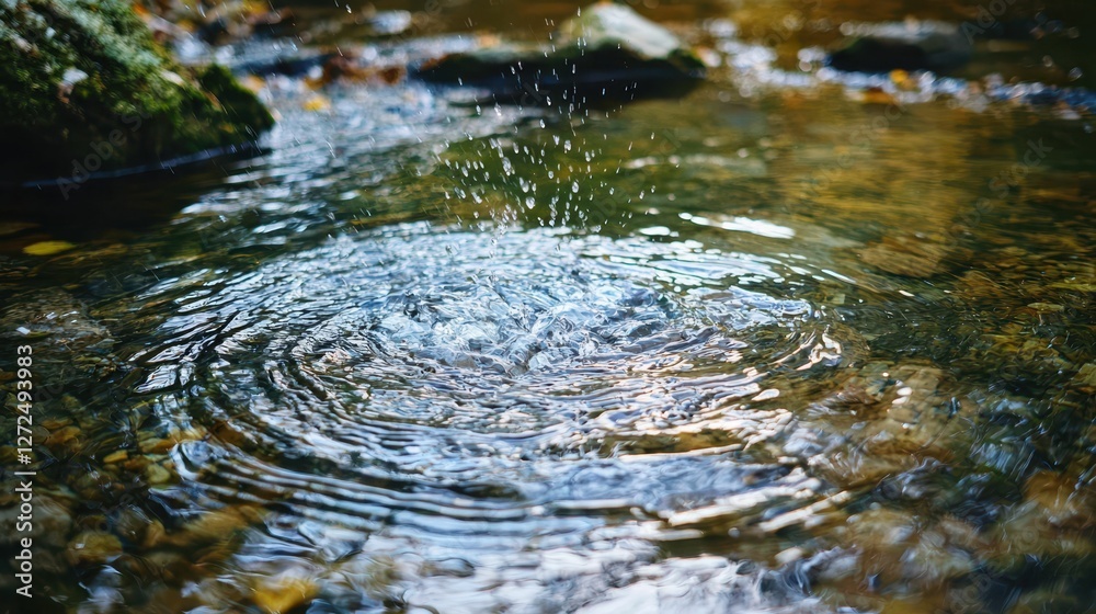 Serene Water Scene with Gentle Splashes in Quiet Natural Setting Serene Water Scene with Gentle Splashes in Quiet Natural Setting