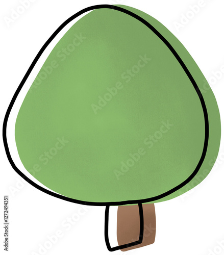 Simple hand drawn tree illustration with soft green tones for natural and eco-friendly designs