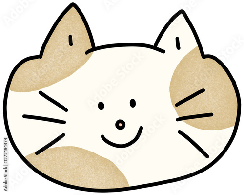 Cute hand drawn cat face illustration with a soft and minimal design for digital stickers and decor