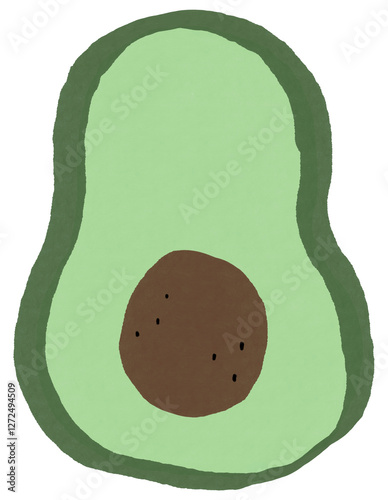 Hand drawn avocado illustration with soft texture for organic and trendy minimal design elements