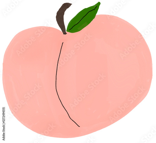 Soft peach fruit illustration with a handdrawn texture for natural and modern digital artwork