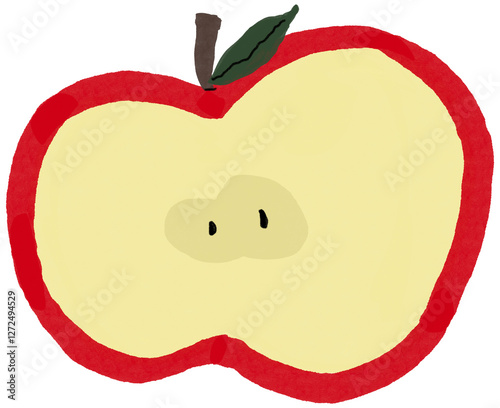 Hand drawn sliced apple illustration with a soft texture for modern minimal fruit-themed designs
