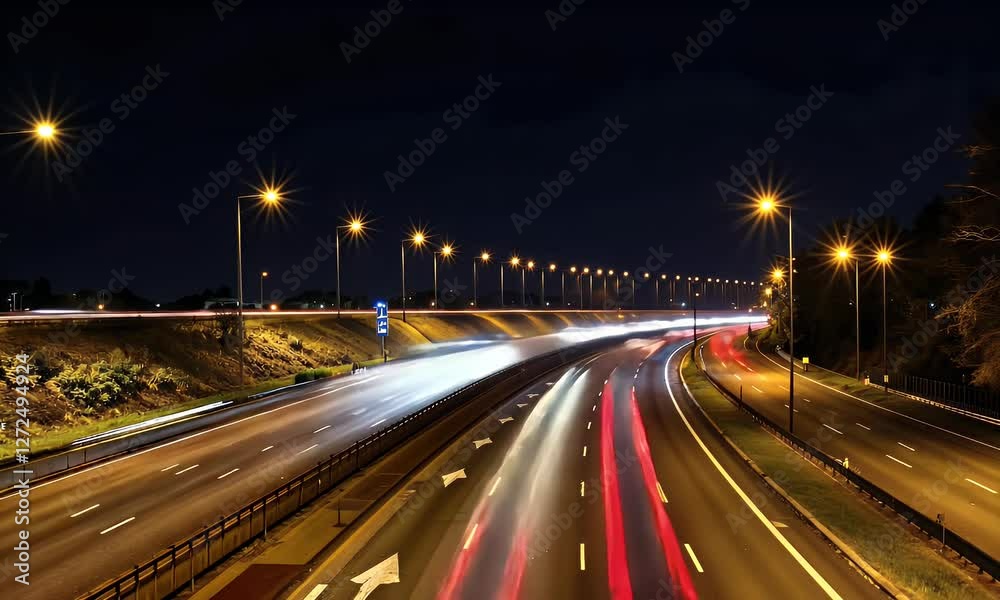 Motion Blur Effect on an Interstate at Night Motion Blur Effect on an Interstate at Night