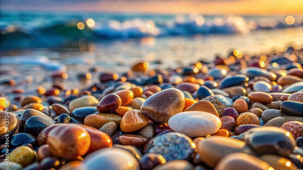 Obraz premium Minimalist Beach Pebble Wallpaper: Ultra Realistic Photorealistic Smooth Stones Background