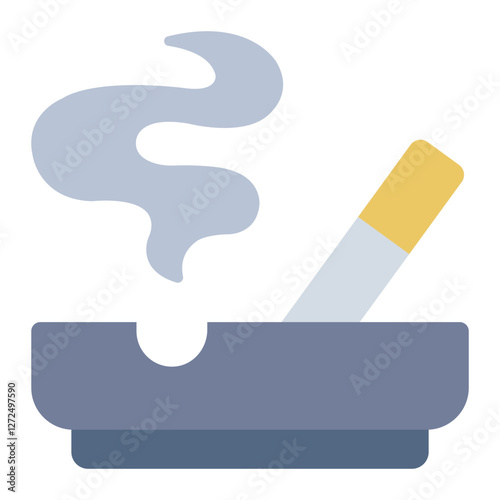 Ashtray flat icon representing smoking products and fire related awareness