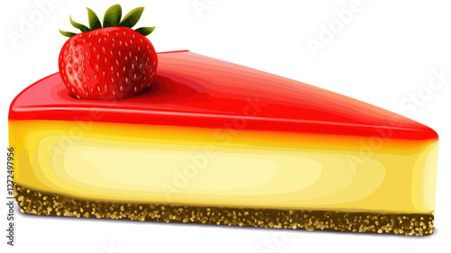 Strawberry Cheesecake Slice Illustration