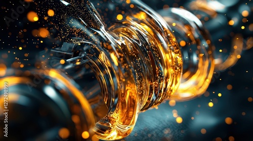 Dynamic Flow of Engine Oil Highlighting Technical Performance Features