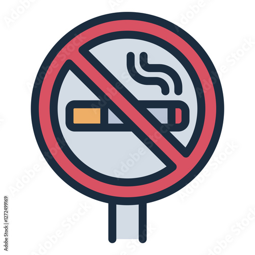 No smoking area sign filled line icon promoting smoke free zones and public health awareness
