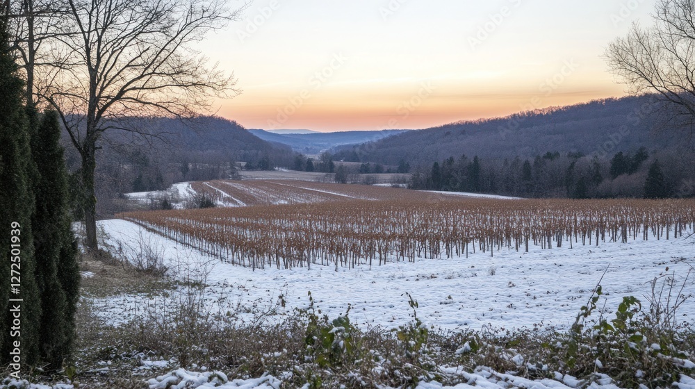 custom made wallpaper toronto digitalSnowy Vineyard Valley Sunset Landscape