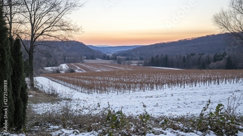 Wallpaper Mural Snowy Vineyard Valley Sunset Landscape Torontodigital.ca
