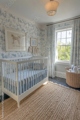Stylish Nursery Room With Modern Crib Natural Light and Cozy Decor : Generative AI
