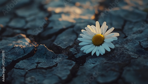 desert flower , Global warming , flower on dry land , Life in extreme conditions , background photo