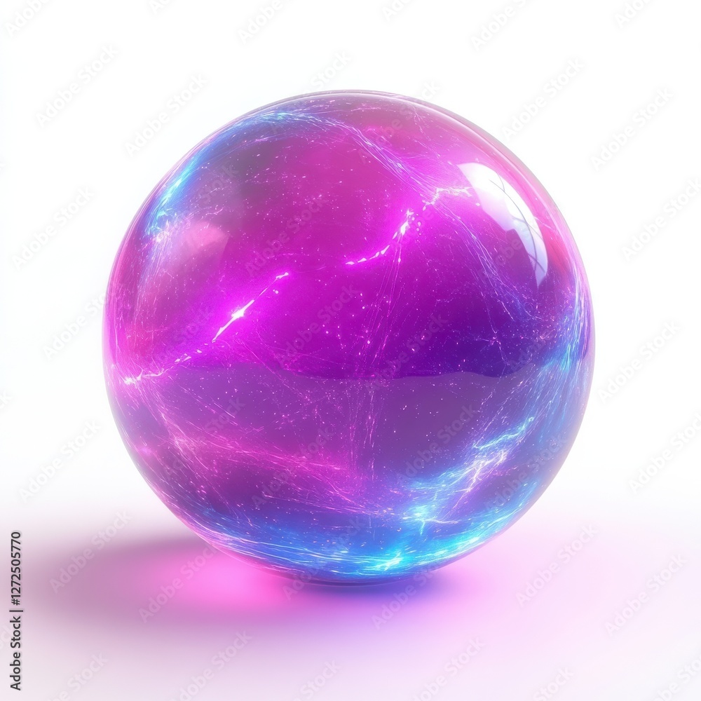 Neon Ball in Cyberpunk Style with Shiny Effects Neon Ball in Cyberpunk Style with Shiny Effects