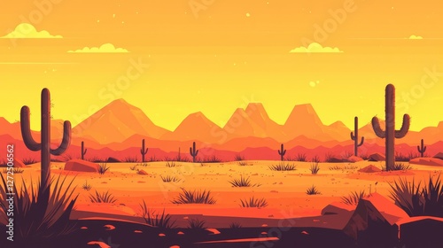 Sunset Over a Desert Landscape