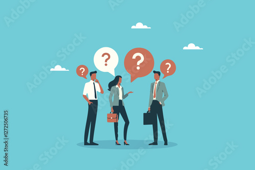Curious Minds at Work, Employees Seek Clarity by Asking Questions with Question Mark Signs
