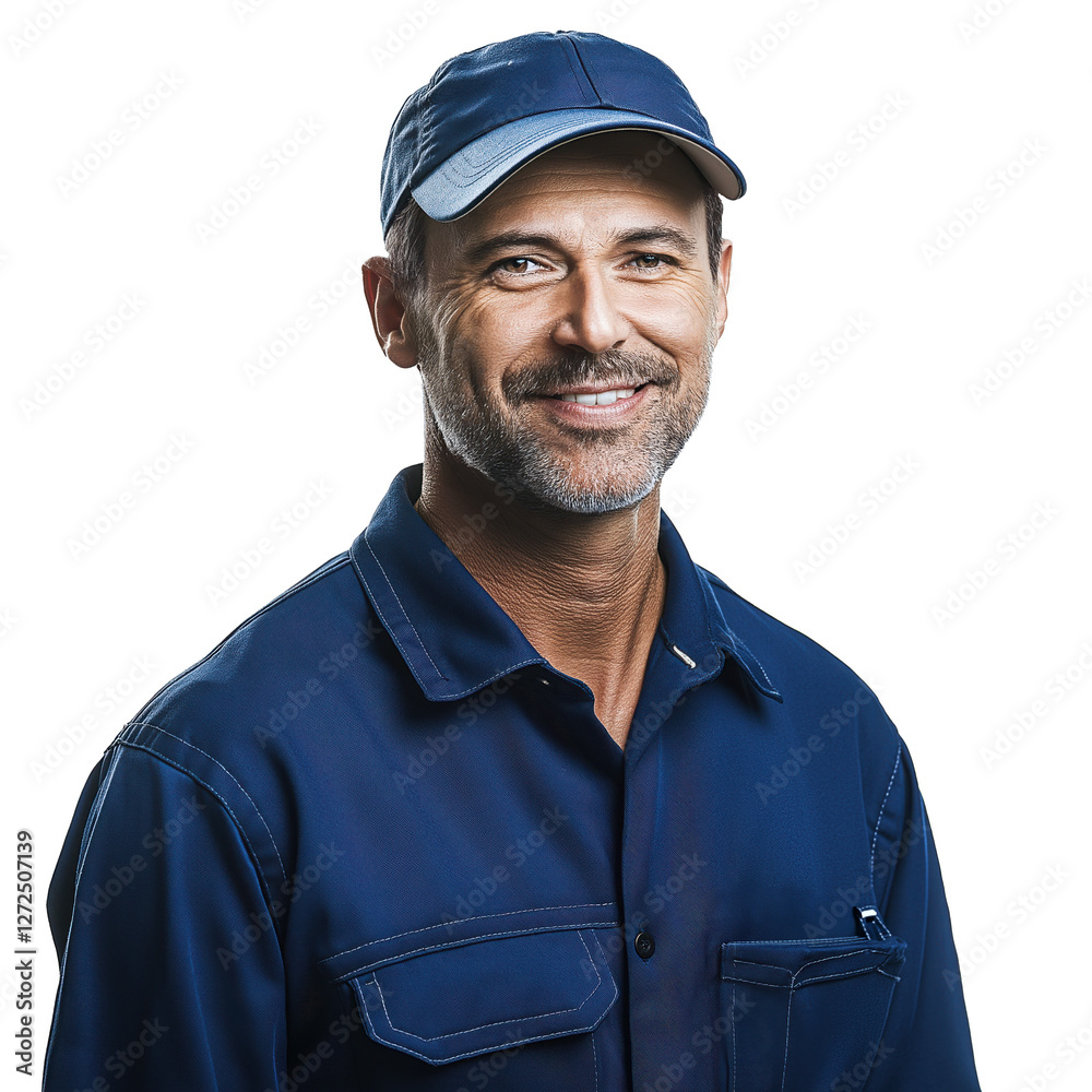 custom made wallpaper toronto digitalportrait of a handsome older male mechanic, isolated on white transparent background