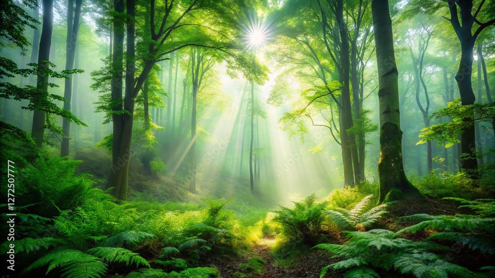 Obraz premium Misty Forest Frame: Enchanting Nature Border for Design Projects