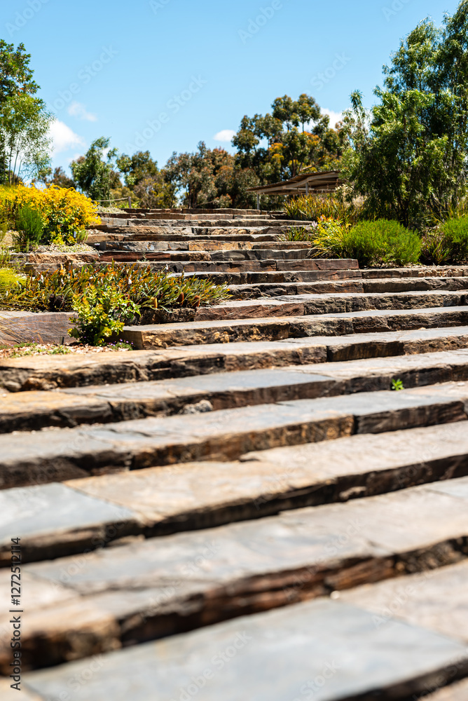 Natural Looking Stone steps in the park Natural Looking Stone steps in the park