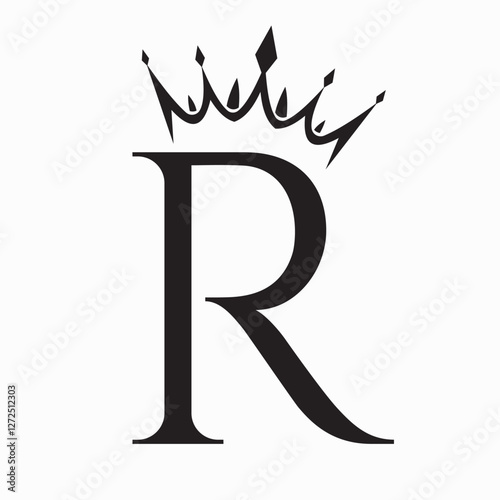 Initial Letter R Crown Logo Concept For Fashion and Beauty Symbol Vector Template