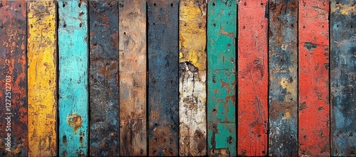 Colorful weathered wooden planks background