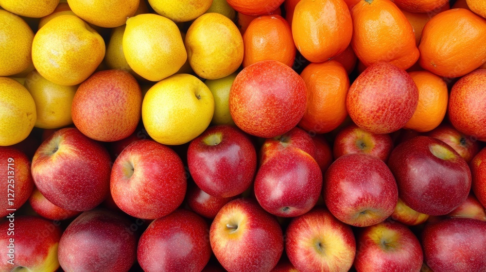 A Spectrum of Deliciousness: A vibrant, high-angle shot showcasing a colorful assortment of fresh fruits, arranged in neat rows, creating a visual symphony of natural goodness. A Spectrum of Deliciousness: A vibrant, high-angle shot showcasing a colorful assortment of fresh fruits, arranged in neat rows, creating a visual symphony of natural goodness.