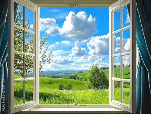 Spring view from open window