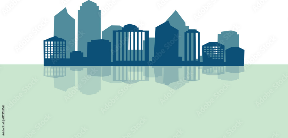 Obraz premium Silhouette City Skyline Illustration Background