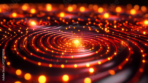 Mesmerizing tachyon energy field with swirling slinky shapes and luminescent quantum ripples in a. Hyper-Real Light Reflections. Illustration photo