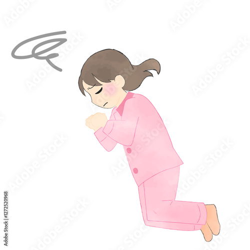 眠っている女性のイラスト-不快