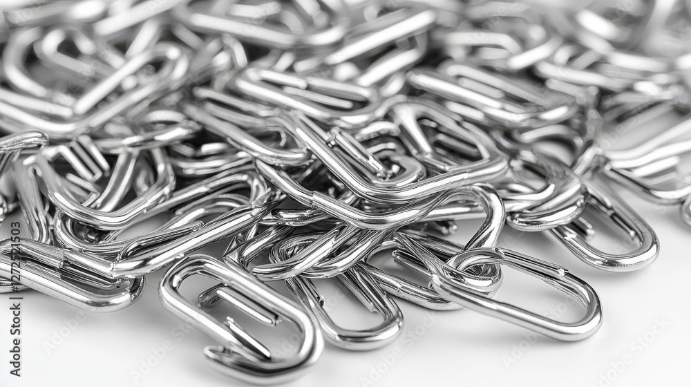 Handful of Paperclips Scattered on a Light Desk Surface in Office Setting Handful of Paperclips Scattered on a Light Desk Surface in Office Setting