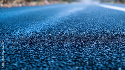 Close up of an empty asphalt road with a vibrant blue tone leading into the horizon under a clear sky : Generative AI