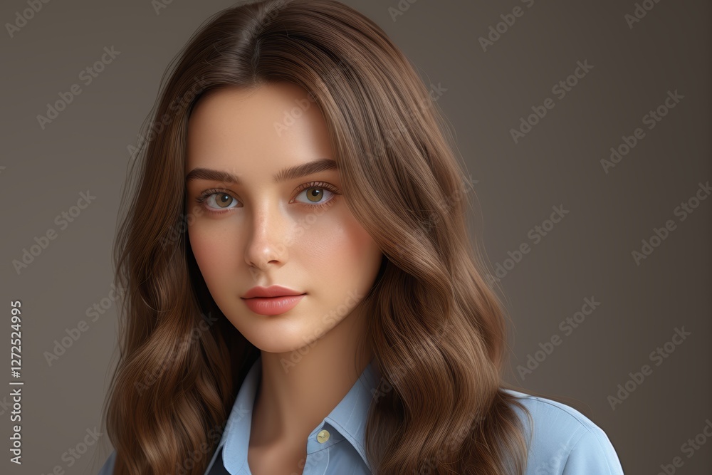 arafed image of a woman with long brown hair and a blue shirt arafed image of a woman with long brown hair and a blue shirt