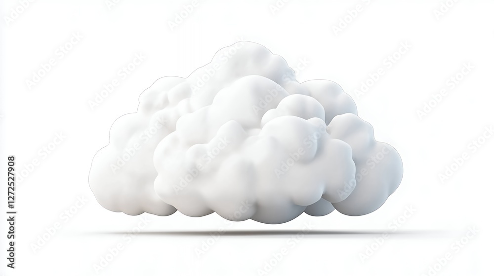 Fluffy White Cloud Floating Against A Clean White Background Creating A Soft Atmosphere Fluffy White Cloud Floating Against A Clean White Background Creating A Soft Atmosphere