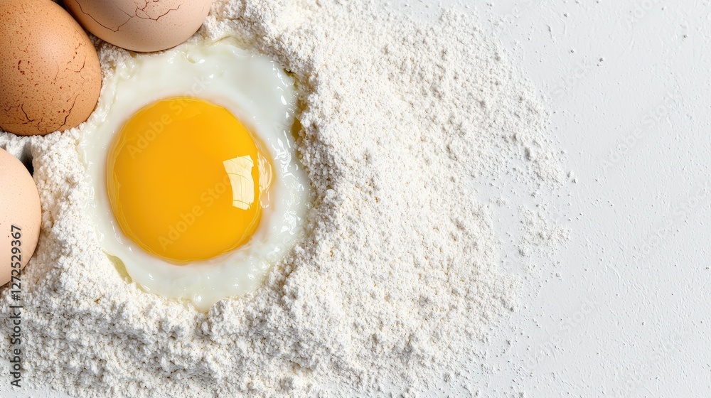 Fried egg in flour, eggshell, baking Fried egg in flour, eggshell, baking