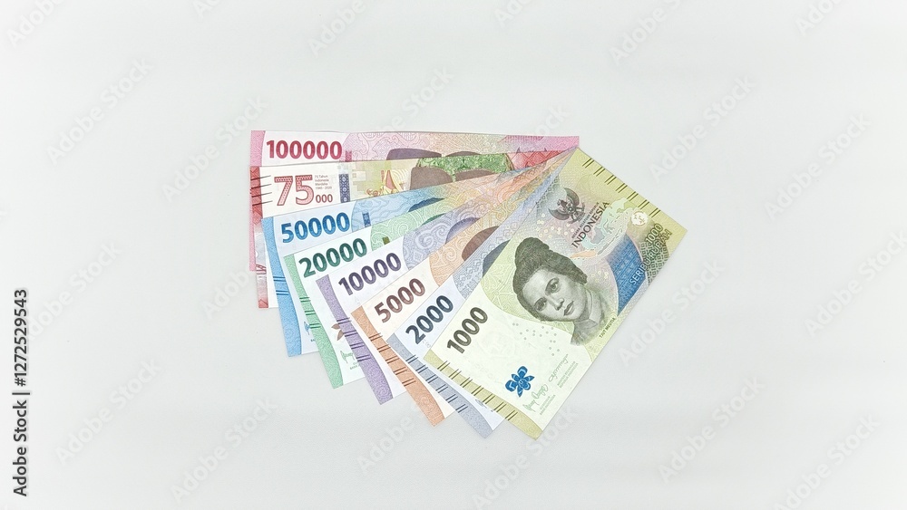 banknotes of Indonesia. Collection of notes in denominations of 1000, 2000, 5000, 10000, 20000, 50000, 75000, 10000 rupiah banknotes of Indonesia. Collection of notes in denominations of 1000, 2000, 5000, 10000, 20000, 50000, 75000, 10000 rupiah