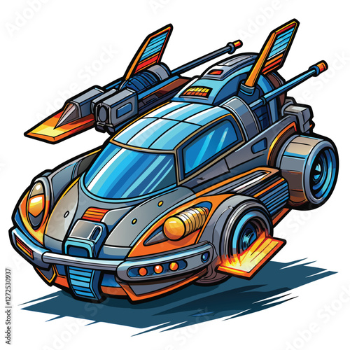 Generate a photorealistic image of a sleek, AI-controlled flying car with advanced aerodynamics, showcasing its futuristic design and innovative technology.